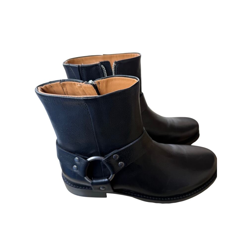 Frye Veronica Flex Harness Ankle Boots Black Womens 8.5 Zip Leather